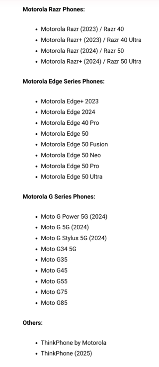 Часть смартфонов Motorola 2024 года не получит Android 15