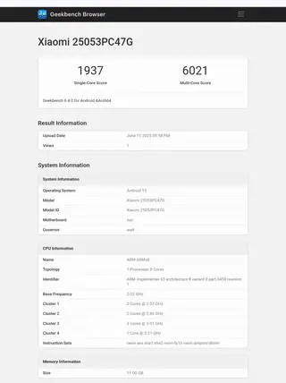 Базовый Poco F7 показал скромные результаты в тестах Geekbench перед запуском