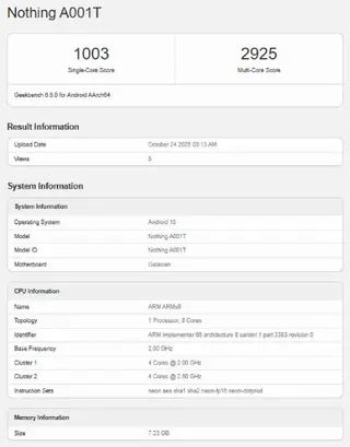 Появились результаты тестов Nothing Phone (3a) Lite с процессором Dimensity 7300