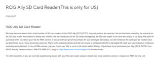 Asus в США продлила гарантию на консоль ROG Ally и возместит ущерб за поврежденные SD-карты