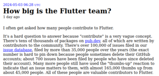 Иэн Хиксон попытался оценить количество участников проекта Flutter и получил цифру 94 357 за всю историю фреймворка