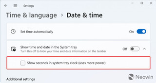 Microsoft поменяла способ включения секунд в системном трее в Windows 11