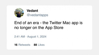 Приложение Twitter для Mac исчезло из App Store, пользователям предлагают использовать вместо него X для iPad