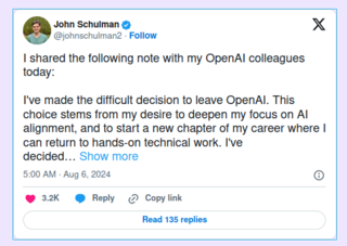 Из OpenAI ушёл ещё один соучредитель и ключевой специалист по безопасности ИИ Джон Шульман