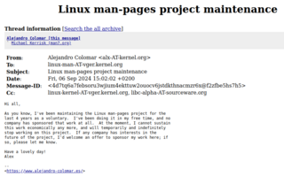 Сопровождающий утилиты man-pages для Linux объявил об окончании работы над проектом из-за финансовых проблем