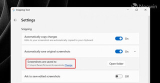 Microsoft позволила изменить папку для скриншотов экрана по умолчанию в Windows 11