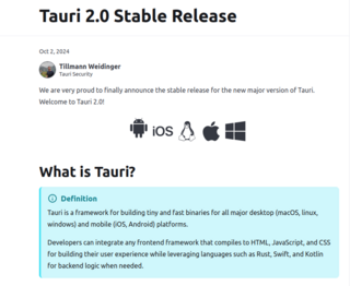 Релиз фреймворка Tauri 2.0