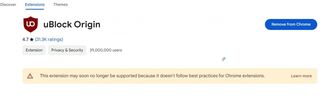 Google предупредила о скором отключении uBlock Origin и других расширений