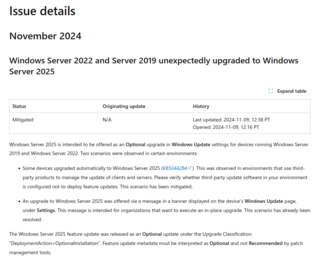 Microsoft: часть Windows Server 2019/2022 обновились до Server 2025 из-за ошибки в настройках сторонних инструментов