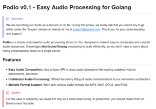 Релиз Podio v0.1 — библиотеки обработки звука для Go