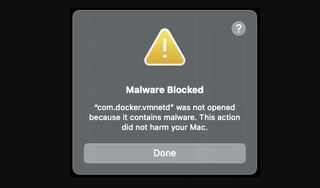 Docker Desktop заблокирован на компьютерах Mac из-за ложного оповещения о вредоносном ПО