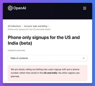 OpenAI тестирует регистрацию ChatGPT только по номеру телефона