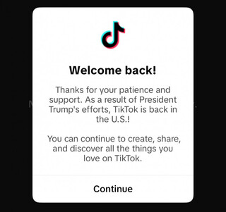 TikTok ожил в США, приложение приветствует сообщением «добро пожаловать обратно»