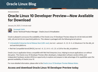 Вышел Oracle Linux 10 Developer Preview