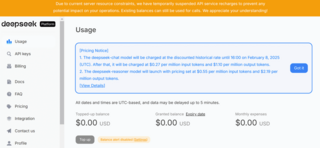 DeepSeek приостановила пополнение счёта для оплаты доступа к API из-за нагрузки на серверы