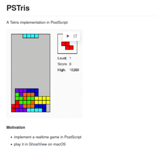 Представлен проект PSTris — тетрис на PostScript