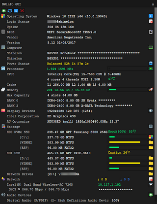 Релиз NWinfo 1.1.2 — открытого портативного инструмента для быстрого просмотра ключевых характеристик ПК на Windows