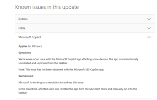 Microsoft исправила баг в обновлении KB5053598 для Windows 11 24H2, который приводил к удалению ИИ-помощника Copilot
