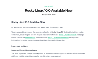 Вышел Rocky Linux 10.0