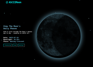 Представлен открытый проект ASCIIMoon — фазы Луны в реальном времени в ASCII-арте