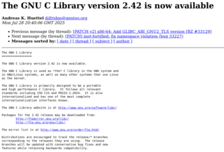 Выпуск системной библиотеки GNU C Library 2.42 (glibc) и релиз набора утилит GNU Binutils 2.45