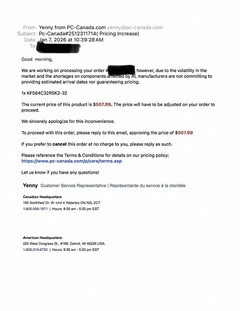 Доплати за память или откажись от нее: ритейлер потребовал доплату за комплект оперативной памяти на следующий день после подтверждения заказа