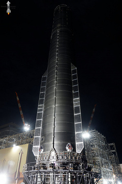 Гигантский ракетный ускоритель Booster 19 во всей красе: Super Heavy Booster 19 отправился на криогенные тесты перед первым запуском Starship V3