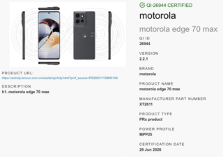 Смартфон Motorola Edge 70 Max получит магнитную зарядку Qi2