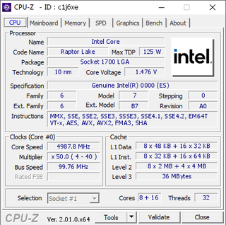 Инженерный образец Intel Core i9-13900K (Raptor Lake-S) замечен в тестах по соседству с DDR4