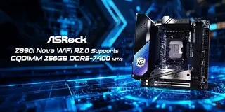 Материнская плата ASRock Z890I Nova WiFi 2.0 поддерживает 256 ГБ памяти DDR5-7400 с модулями CQDIMM