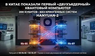 В Китае показали первый "двухъядерный" квантовый компьютер - 200 кубитов, без криогенных систем