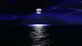 Обои: ночь, луна, море, пейзаж