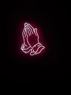 Темные обои: руки, неон, молитва