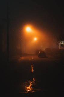Темные обои: туман, свет, ночь, улица