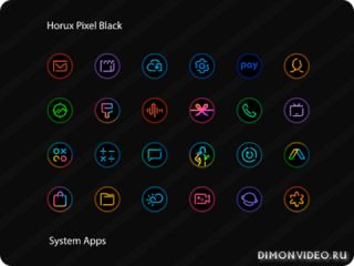 Horux Pixel Black - Icon Pack